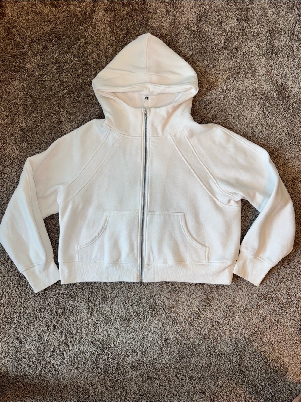 XL Women’s Lulu Dupe of a White Scuba Hooded Zip Up Hoodie